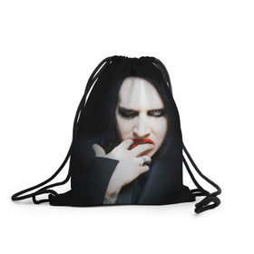 Рюкзак-мешок 3D с принтом Marilyn Manson в городе Новоалтайск, 100% полиэстер | плотность ткани — 200 г/м2, размер — 35 х 45 см; лямки — толстые шнурки, застежка на шнуровке, без карманов и подкладки | Тематика изображения на принте: звезда | знаменитость | музыка | мэрилин мэнсон | певец | рокер