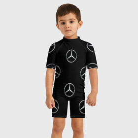 Детский купальный костюм 3D с принтом Mercedes в городе Новоалтайск, Полиэстер 85%, Спандекс 15% | застежка на молнии на спине | мерседес