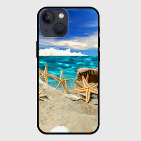 Чехол для iPhone 13 mini с принтом Морской пляж 4 в городе Новоалтайск,  |  | море | отдых | отпуск | пляж | ракушки | туризм