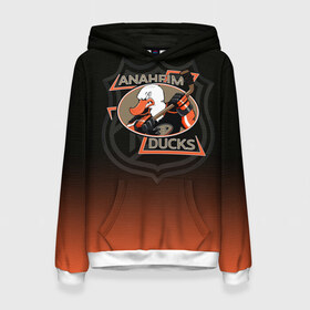 Женская толстовка 3D с принтом Anaheim Ducks 3D в городе Новоалтайск, 100% полиэстер  | двухслойный капюшон со шнурком для регулировки, мягкие манжеты на рукавах и по низу толстовки, спереди карман-кенгуру с мягким внутренним слоем. | anaheim ducks | nhl | спорт | хоккей