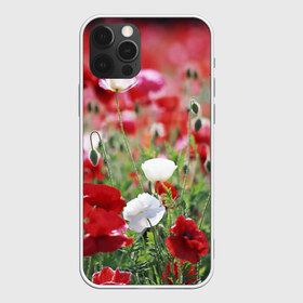 Чехол для iPhone 12 Pro Max с принтом Маки в городе Новоалтайск, Силикон |  | field | flowers | meadow | poppies | red | white | белые | красные | луг | маки | поле | полевые | цветы