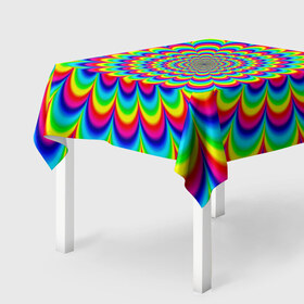 Скатерть 3D с принтом Psychedelic в городе Новоалтайск, 100% полиэстер (ткань не мнется и не растягивается) | Размер: 150*150 см | круги | радужный | разоцветный | яркий