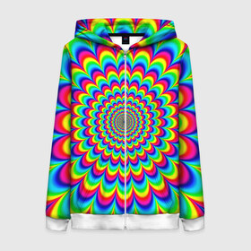 Женская толстовка 3D на молнии с принтом Psychedelic в городе Новоалтайск, 100% полиэстер | длина до линии бедра, манжеты и пояс оформлены мягкой тканевой резинкой, двухслойный капюшон со шнурком для регулировки, спереди молния, по бокам два кармана | круги | радужный | разоцветный | яркий