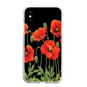 Чехол для iPhone XS Max матовый с принтом Маки в городе Новоалтайск, Силикон | Область печати: задняя сторона чехла, без боковых панелей | field | flowers | meadow | poppies | red | white | белые | красные | луг | маки | поле | полевые | цветы