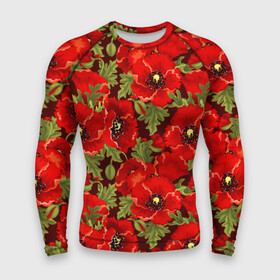 Мужской рашгард 3D с принтом Маки в городе Новоалтайск,  |  | flowers | poppies | red | wild | красные | мак | маки | полевые | цветы