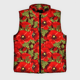 Мужской жилет утепленный 3D с принтом Маки в городе Новоалтайск,  |  | flowers | poppies | red | wild | красные | мак | маки | полевые | цветы