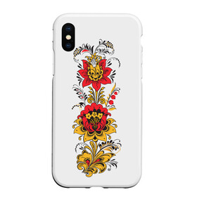 Чехол для iPhone XS Max матовый с принтом Хохлома 2 в городе Новоалтайск, Силикон | Область печати: задняя сторона чехла, без боковых панелей | ветки | лента | лист | народное | россия | русское | узор