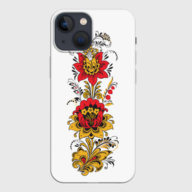 Чехол для iPhone 13 mini с принтом Хохлома 2 в городе Новоалтайск,  |  | ветки | лента | лист | народное | россия | русское | узор