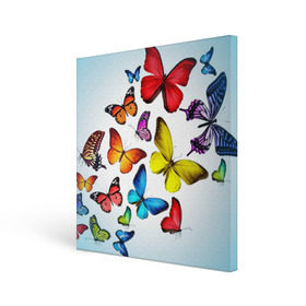 Холст квадратный с принтом Butterflies в городе Новоалтайск, 100% ПВХ |  | бабочки | белый | картинка | лето | природа | рисунок | розовый | цвета