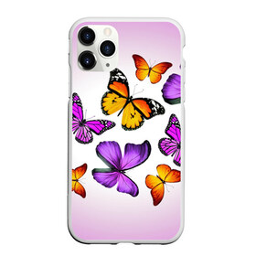 Чехол для iPhone 11 Pro матовый с принтом Butterflies в городе Новоалтайск, Силикон |  | бабочки | белый | картинка | лето | природа | рисунок | розовый | цвета