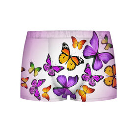 Мужские трусы 3D с принтом Butterflies в городе Новоалтайск, 50% хлопок, 50% полиэстер | классическая посадка, на поясе мягкая тканевая резинка | бабочки | белый | картинка | лето | природа | рисунок | розовый | цвета