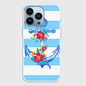Чехол для iPhone 13 Pro с принтом Якорь в городе Новоалтайск,  |  | Тематика изображения на принте: белый | верёвка | вода | корабль | красный | море | песок | пляж | синий | цвет | цветы | якорь