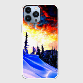 Чехол для iPhone 13 Pro Max с принтом Зимний лес в городе Новоалтайск,  |  | Тематика изображения на принте: вечер | закат | зима | лес | снег