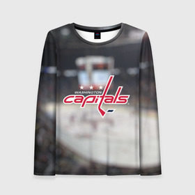 Женский лонгслив 3D с принтом Washington capitals в городе Новоалтайск, 100% полиэстер | длинные рукава, круглый вырез горловины, полуприлегающий силуэт | вашингтон | кэпиталс