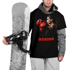 Накидка на куртку 3D с принтом BOXING в городе Новоалтайск, 100% полиэстер |  | бокс. box | боксёр | боксёрские перчатки | единоборства | спорт