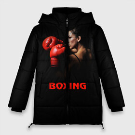 Женская зимняя куртка 3D с принтом BOXING в городе Новоалтайск, верх — 100% полиэстер; подкладка — 100% полиэстер; утеплитель — 100% полиэстер | длина ниже бедра, силуэт Оверсайз. Есть воротник-стойка, отстегивающийся капюшон и ветрозащитная планка. 

Боковые карманы с листочкой на кнопках и внутренний карман на молнии | бокс. box | боксёр | боксёрские перчатки | единоборства | спорт
