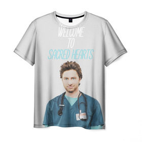 Мужская футболка 3D с принтом Scrubs | JD | Welcome To SH в городе Новоалтайск, 100% полиэфир | прямой крой, круглый вырез горловины, длина до линии бедер | heart | hearts | jd | scrubs | больница | клиника | сериал