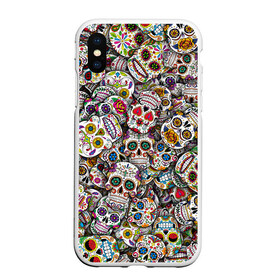 Чехол для iPhone XS Max матовый с принтом Мексиканские черепа в городе Новоалтайск, Силикон | Область печати: задняя сторона чехла, без боковых панелей | calavera | sugar skull | день мертвых | мексика | традиция | узоры | цветы