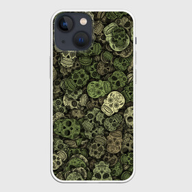 Чехол для iPhone 13 mini с принтом Камуфляж (Мексиканские черепа) в городе Новоалтайск,  |  | sugar skull | мексика | паттерн | сахарный череп | скелет