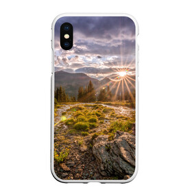 Чехол для iPhone XS Max матовый с принтом Восход в городе Новоалтайск, Силикон | Область печати: задняя сторона чехла, без боковых панелей | горы | лес | небо | пейзаж | природа | солнце