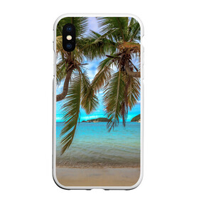Чехол для iPhone XS Max матовый с принтом Пальма в городе Новоалтайск, Силикон | Область печати: задняя сторона чехла, без боковых панелей | море | отдых | отпуск | пальмы | пляж | солнце | туризм