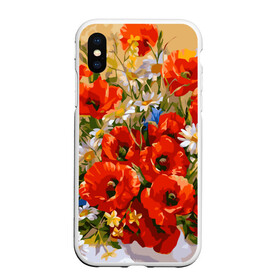 Чехол для iPhone XS Max матовый с принтом Маки в городе Новоалтайск, Силикон | Область печати: задняя сторона чехла, без боковых панелей | Тематика изображения на принте: art | daisy | drawing | field | flowers | poppies | poppy | red | white | арт | белые | красные | мак | маки | полевые | рисунок | ромашки | цветы