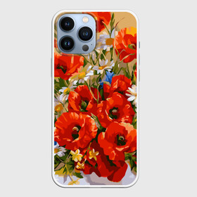 Чехол для iPhone 13 Pro Max с принтом Маки в городе Новоалтайск,  |  | Тематика изображения на принте: art | daisy | drawing | field | flowers | poppies | poppy | red | white | арт | белые | красные | мак | маки | полевые | рисунок | ромашки | цветы