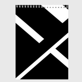 Скетчбук с принтом Black and White в городе Новоалтайск, 100% бумага
 | 48 листов, плотность листов — 100 г/м2, плотность картонной обложки — 250 г/м2. Листы скреплены сверху удобной пружинной спиралью | белый | геометрия | полосы | черный
