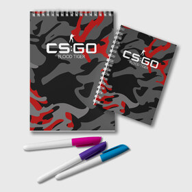 Блокнот с принтом csgo - Blood Tiger (Кровавый в городе Новоалтайск, 100% бумага | 48 листов, плотность листов — 60 г/м2, плотность картонной обложки — 250 г/м2. Листы скреплены удобной пружинной спиралью. Цвет линий — светло-серый
 | cs | csgo | го | кс
