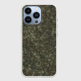 Чехол для iPhone 13 Pro с принтом Камуфляж с черепами 2 в городе Новоалтайск,  |  | Тематика изображения на принте: зеленый | паттерн | темно зеленый | темный