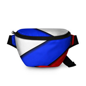 Поясная сумка 3D с принтом Российский флаг в городе Новоалтайск, 100% полиэстер | плотная ткань, ремень с регулируемой длиной, внутри несколько карманов для мелочей, основное отделение и карман с обратной стороны сумки застегиваются на молнию | косой | наклонный | триколор