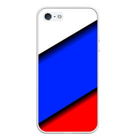 Чехол для iPhone 5/5S матовый с принтом Российский флаг в городе Новоалтайск, Силикон | Область печати: задняя сторона чехла, без боковых панелей | Тематика изображения на принте: косой | наклонный | триколор
