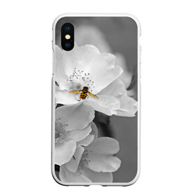 Чехол для iPhone XS Max матовый с принтом Пчела на цветах в городе Новоалтайск, Силикон | Область печати: задняя сторона чехла, без боковых панелей | Тематика изображения на принте: лепестки | цветы