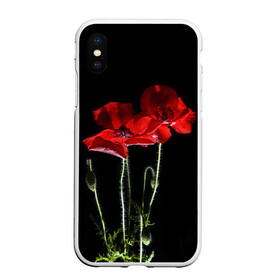 Чехол для iPhone XS Max матовый с принтом Маки в городе Новоалтайск, Силикон | Область печати: задняя сторона чехла, без боковых панелей | background | black | flowers | poppies | poppy | red | wild | красные | мак | маки | полевые | фон | цветы | черный