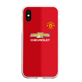 Чехол для iPhone XS Max матовый с принтом Манчестер Юнайтед форма в городе Новоалтайск, Силикон | Область печати: задняя сторона чехла, без боковых панелей | mu | манчестер юнайтед | мю | форма