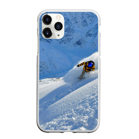 Чехол для iPhone 11 Pro матовый с принтом Спуск в городе Новоалтайск, Силикон |  | гора | зима | лыжник | снег | спорт | спуск