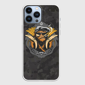 Чехол для iPhone 13 Pro Max с принтом Обезьяна с бананом. Камуфляж в городе Новоалтайск,  |  | Тематика изображения на принте: банан | камуфляж | обезьяна