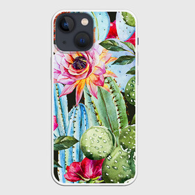 Чехол для iPhone 13 mini с принтом Зелень в городе Новоалтайск,  |  | кактусы | лилия | тропики | цветы