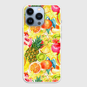 Чехол для iPhone 13 Pro с принтом Веселые фрукты 1 в городе Новоалтайск,  |  | Тематика изображения на принте: апельсин | арбуз | банан | виноград | груша | киви | овощи | питание | ппп | правильное | тайланд | фрукт | яблоко