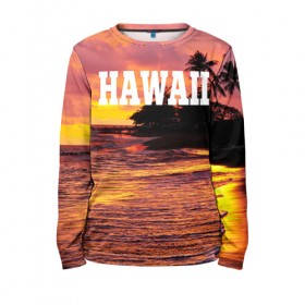 Детский лонгслив 3D с принтом HAWAII 2 в городе Новоалтайск, 100% полиэстер | длинные рукава, круглый вырез горловины, полуприлегающий силуэт
 | hawaii | гаваи | лето | океан | отдых | пальмы | пляж | серф