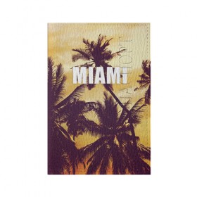 Обложка для паспорта матовая кожа с принтом MIAMI в городе Новоалтайск, натуральная матовая кожа | размер 19,3 х 13,7 см; прозрачные пластиковые крепления | Тематика изображения на принте: miami | лето | майами | маями | океан | отдых | пальмы | пляж | серф
