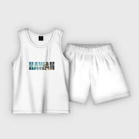 Детская пижама с шортами хлопок с принтом HAWAII 8 в городе Новоалтайск,  |  | Тематика изображения на принте: hawaii | гаваи | лето | море | океан | пальмы | пляж | серф