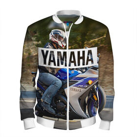 Мужской бомбер 3D с принтом Yamaha 2 в городе Новоалтайск, 100% полиэстер | застегивается на молнию, по бокам два кармана без застежек, по низу бомбера и на воротнике - эластичная резинка | yamaha