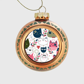 Стеклянный ёлочный шар с принтом Funny cats в городе Новоалтайск, Стекло | Диаметр: 80 мм | cats | коты | кошки
