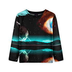 Детский лонгслив 3D с принтом Планета в городе Новоалтайск, 100% полиэстер | длинные рукава, круглый вырез горловины, полуприлегающий силуэт
 | вселенная | галактика | звезды | планета