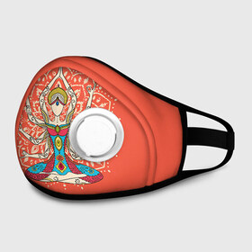 Маска из неопрена с принтом Индия 1 в городе Новоалтайск, неопрен 100% | Форма огибающая нос. Резинки для ушей с дополнительной резинкой на затылке. Клапан для выдоха для активного дыхания при занятиях спортом. Эластичный материал маски и окантовки для лучшего растяжения и прилегания маски.  | Тематика изображения на принте: india | индия | индуизм | кришна