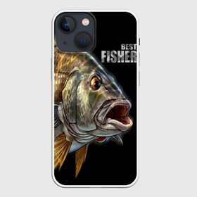 Чехол для iPhone 13 mini с принтом Лучший рыбак в городе Новоалтайск,  |  | background | best fisherman | black | fish | fishing | лучший рыбак | рыба | рыбалка | фон | черный