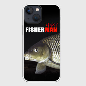 Чехол для iPhone 13 mini с принтом Лучший рыбак в городе Новоалтайск,  |  | background | best fisherman | black | fish | fishing | лещ | лучший рыбак | рыба | рыбалка | фон | черный