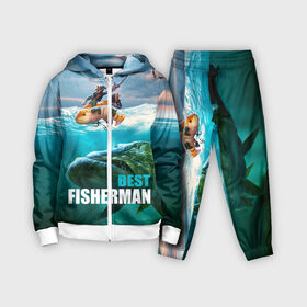 Детский костюм 3D с принтом Лучший рыбак в городе Новоалтайск,  |  | best fisherman | danger | deep | fish | fishermen | fishing | predator | river | sea | sky | water | вода | глубина | лучший | море | небо | опасность | река | рыба | рыбак | рыбаки | рыбалка | хищник