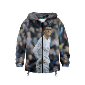 Детская ветровка 3D с принтом Cristiano Ronaldo в городе Новоалтайск, 100% полиэстер | подол и капюшон оформлены резинкой с фиксаторами, по бокам два кармана без застежек, один потайной карман на груди | криштиану роналду | реал мадрид